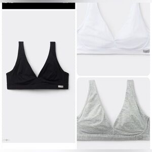 Intimissimi lot of 3 Lara triangle bras 38C cotton black grey gray white